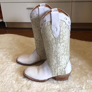 Texas legacy handmade white cowgirl wedding boots